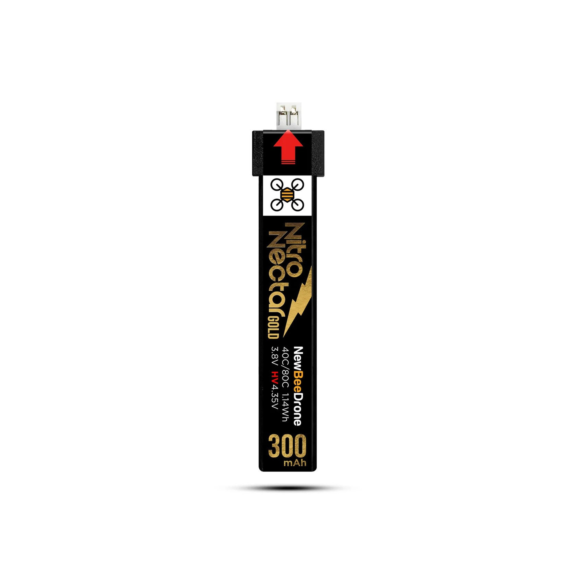 NewBeeDrone - Nitro Nectar Gold 300mAh 1S HV LiPo Drone Battery, Single Battery