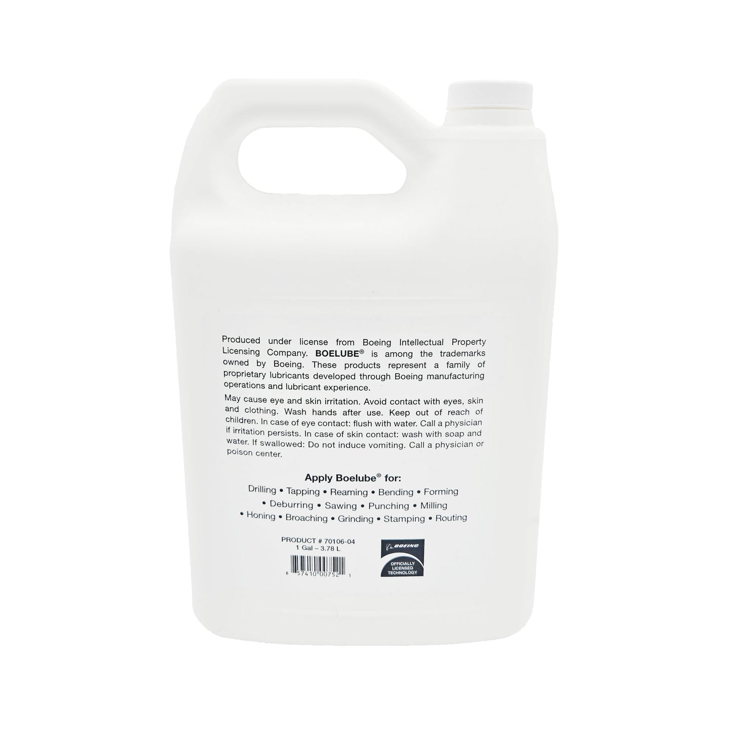 Boelube Synthetic Water Soluble Machining Fluid 70105 – Back View with Usage and Safety Info