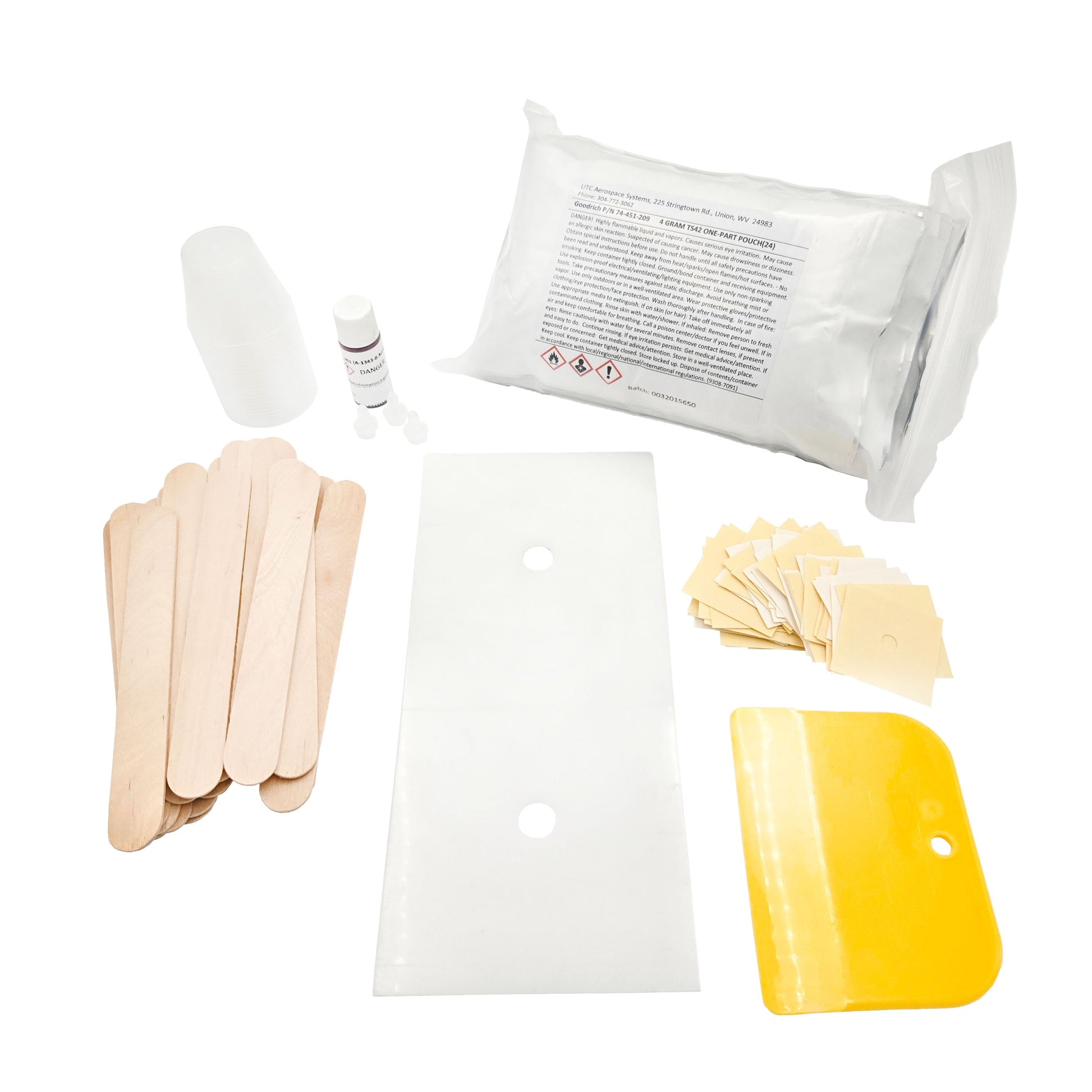 Goodrich Pneumatic De-Icer Pinhole Repair Kit displayed with components - P/N 74-451AE, aviation de-icer maintenance kit