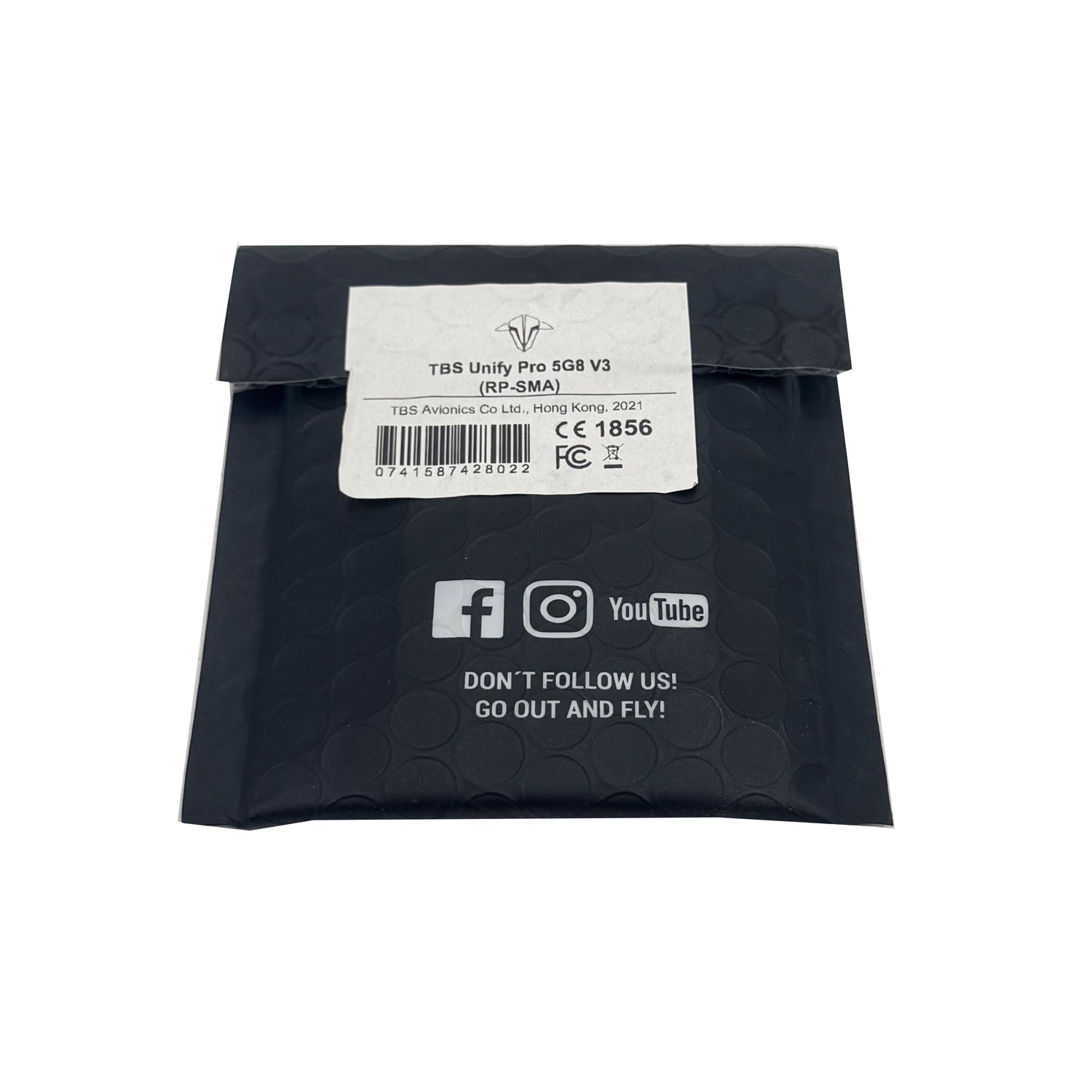Rear label on anti-static bag packaging for TBS UNIFY PRO V3