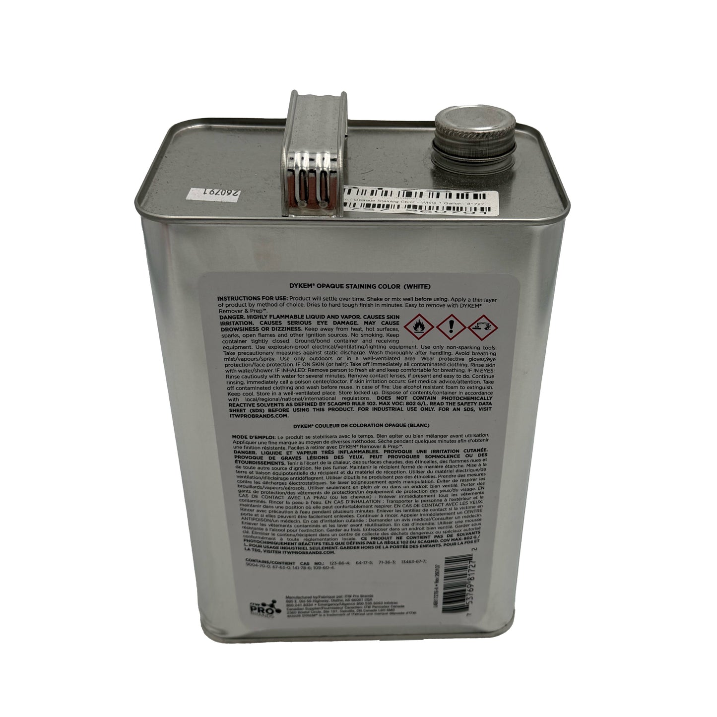 DYKEM Opaque Staining Color – Industrial Part Marking Stain, 1 Gallon, white, back