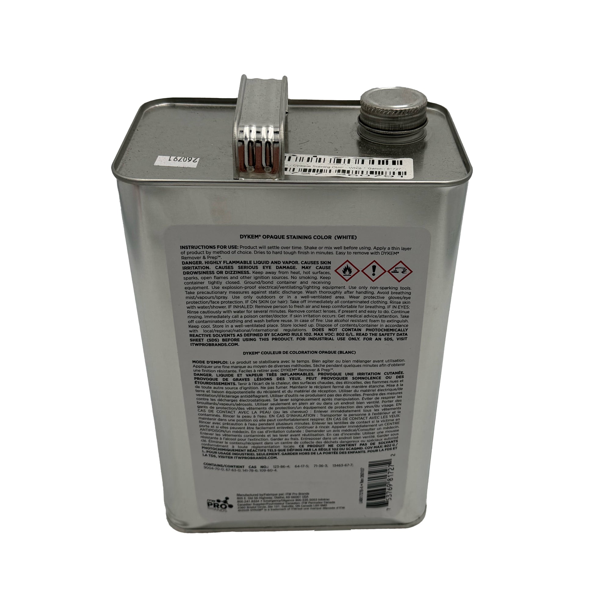DYKEM Opaque Staining Color – Industrial Part Marking Stain, 1 Gallon, white, back