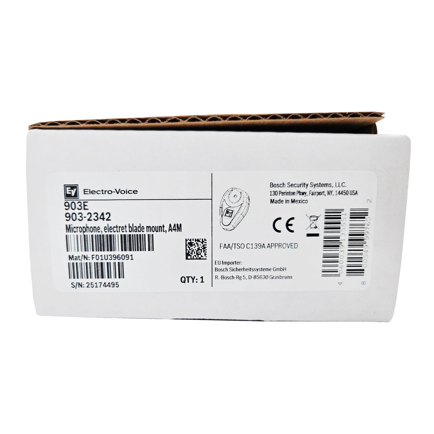 Telex 903-1342 Microphone – Box Label with Product Info and XLR Details