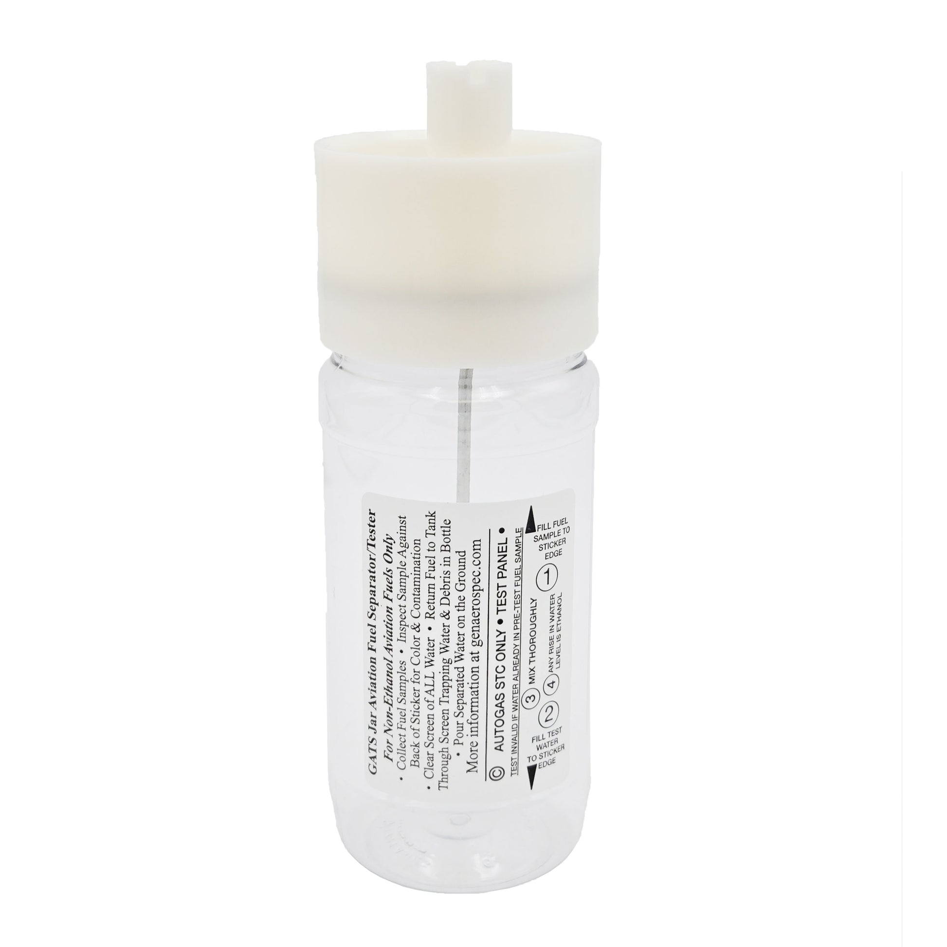 GATS Jar Fuel Tester 16 oz – Front View with Label and Volume Markings