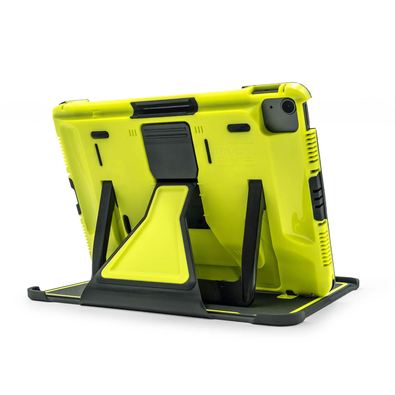 High-visibility yellow PIVOT A20A Atlas Series iPad case rear view
