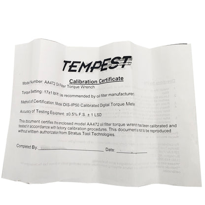 Tempest - Oil Filter Torque Wrench | AA472, paper 2