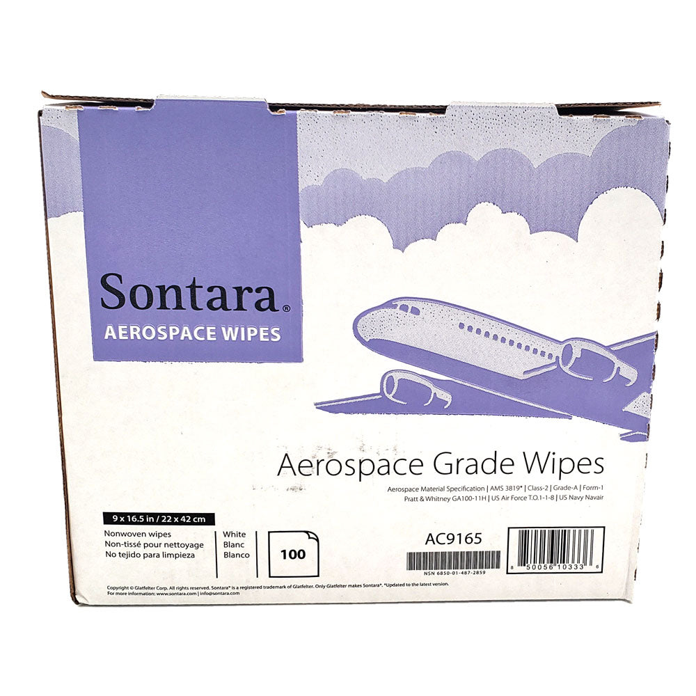 Sontara® Aircraft Grade Wipes single box front view - P/N AC9165, premium wipes for aircraft cleaning and maintenance