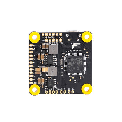 Top view of T-Motor F7 HD Flight Controller showing ports and layout