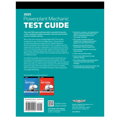 ASA 2025 AMT Test Guide Powerplant - Back Cover with Features and Details