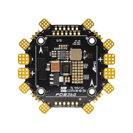 APD PDB360 – Top View of 8S 34V 360A High-Current UAV Power Distribution Board