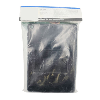 AppStrap iPad Air Kneeboard – Back View in Packaging Showing Usage Instructions and Features