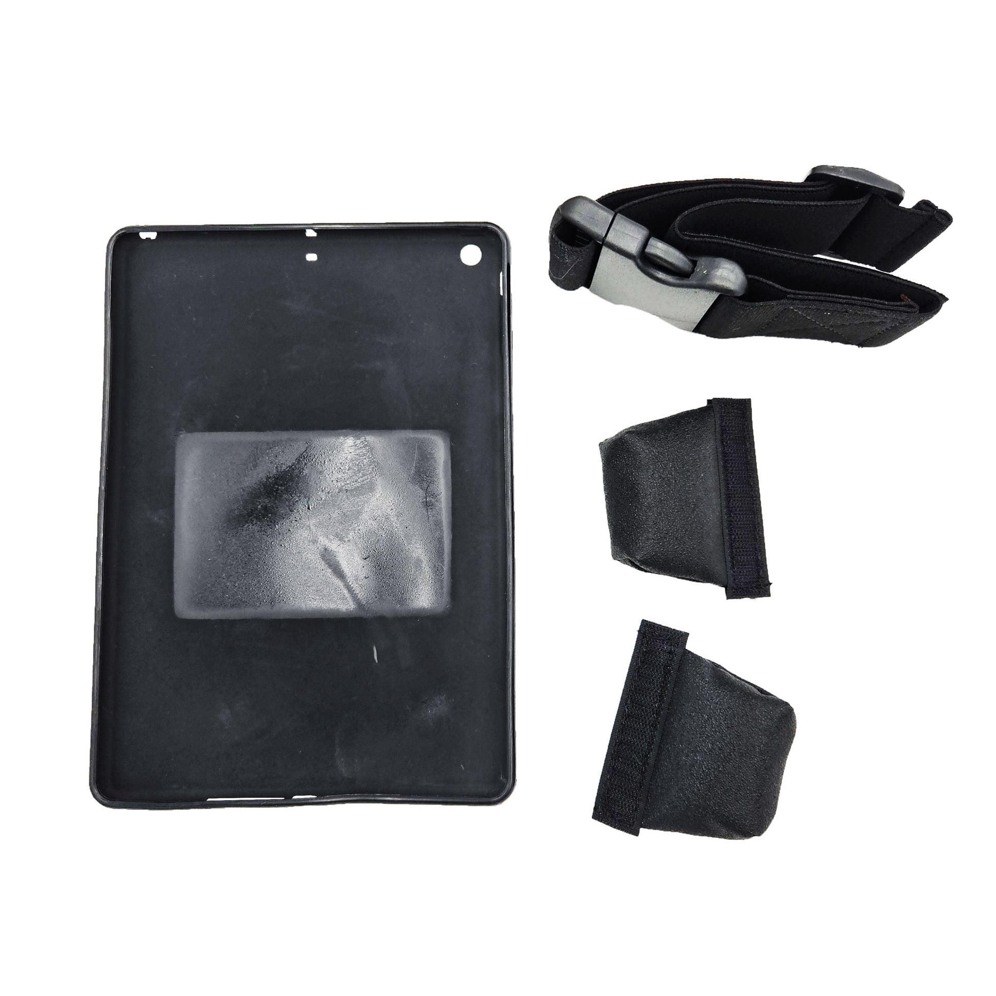 AppStrap iPad Air Kneeboard – Unboxed Front View of Gel Case and Mount Components