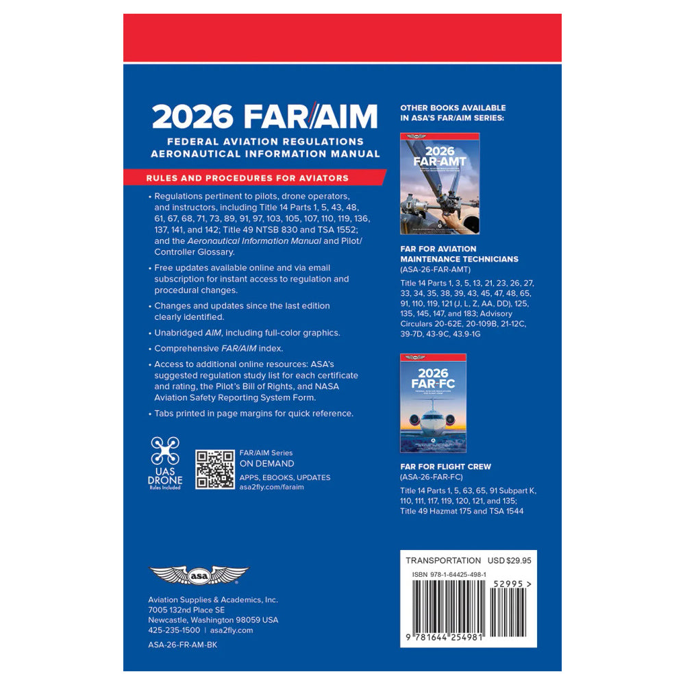 ASA 2026 FAR/AIM Softcover Back Cover with Summary and Features