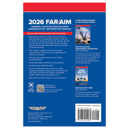 ASA 2026 FAR/AIM Softcover Back Cover with Summary and Features