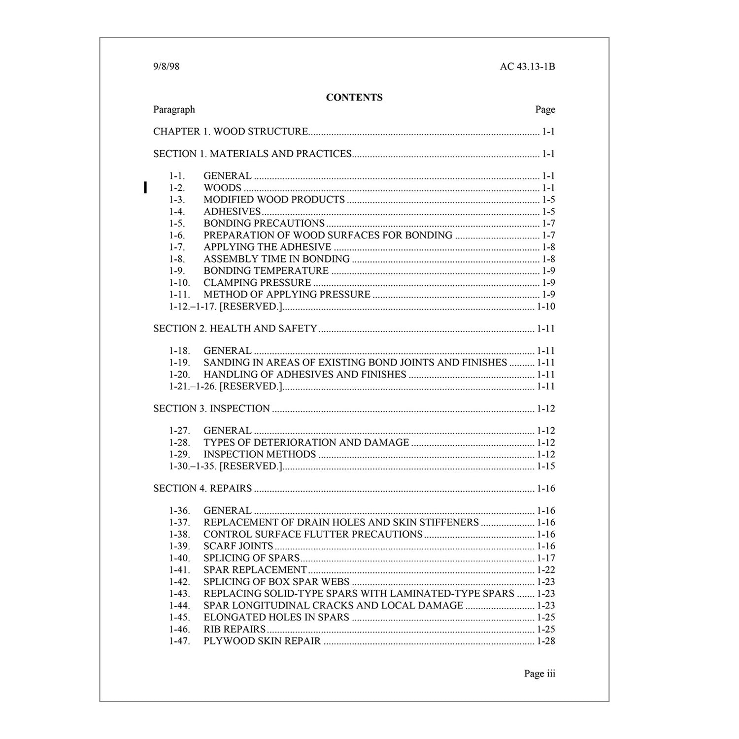 Table of Contents – ASA AC43.13-2025 Aircraft Inspection, Repair & Alterations Manual
