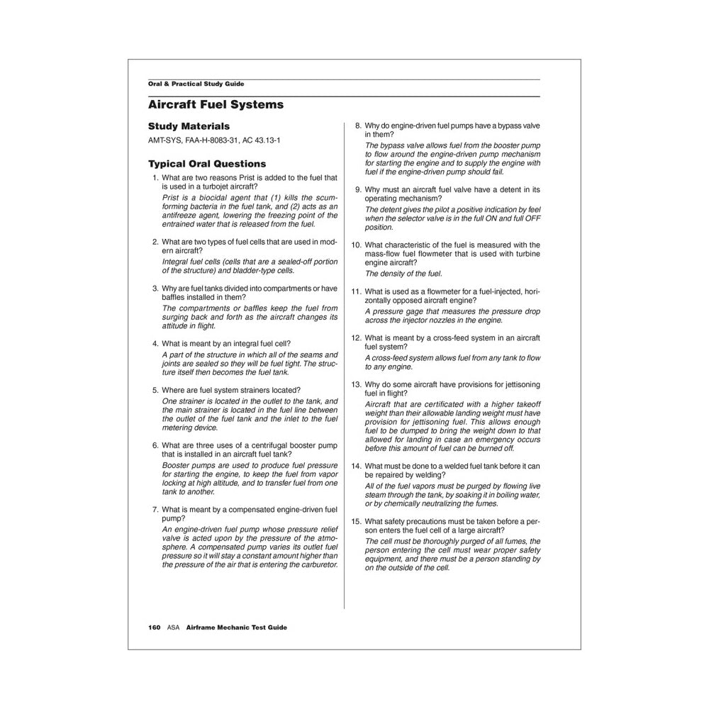 Sample Page from ASA 2026 Airframe Test Guide – Question Format