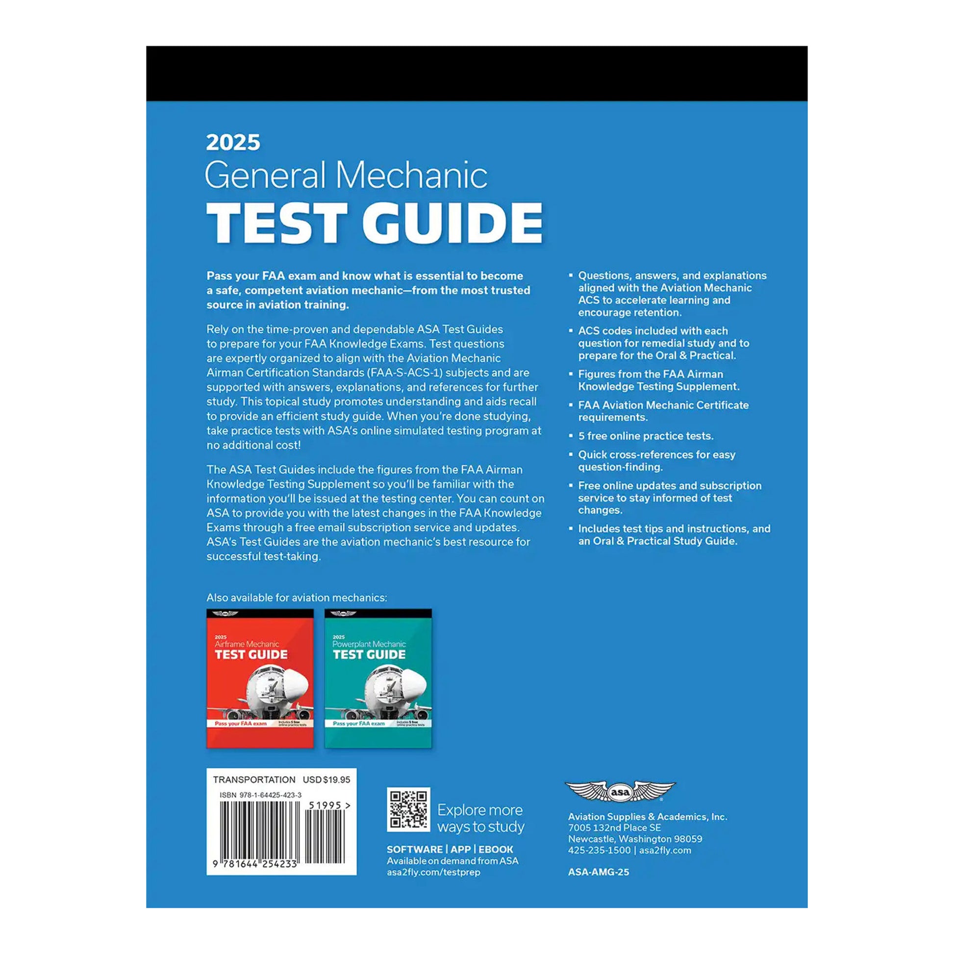 ASA 2025 AMT Test Guide General - Back Cover with Study Features