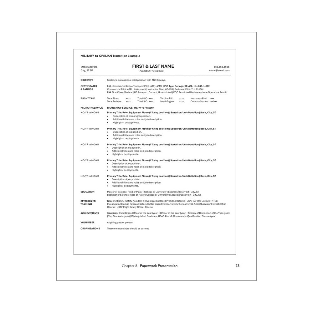 Checklist for Success Sample Page Highlighting Career Planning Steps