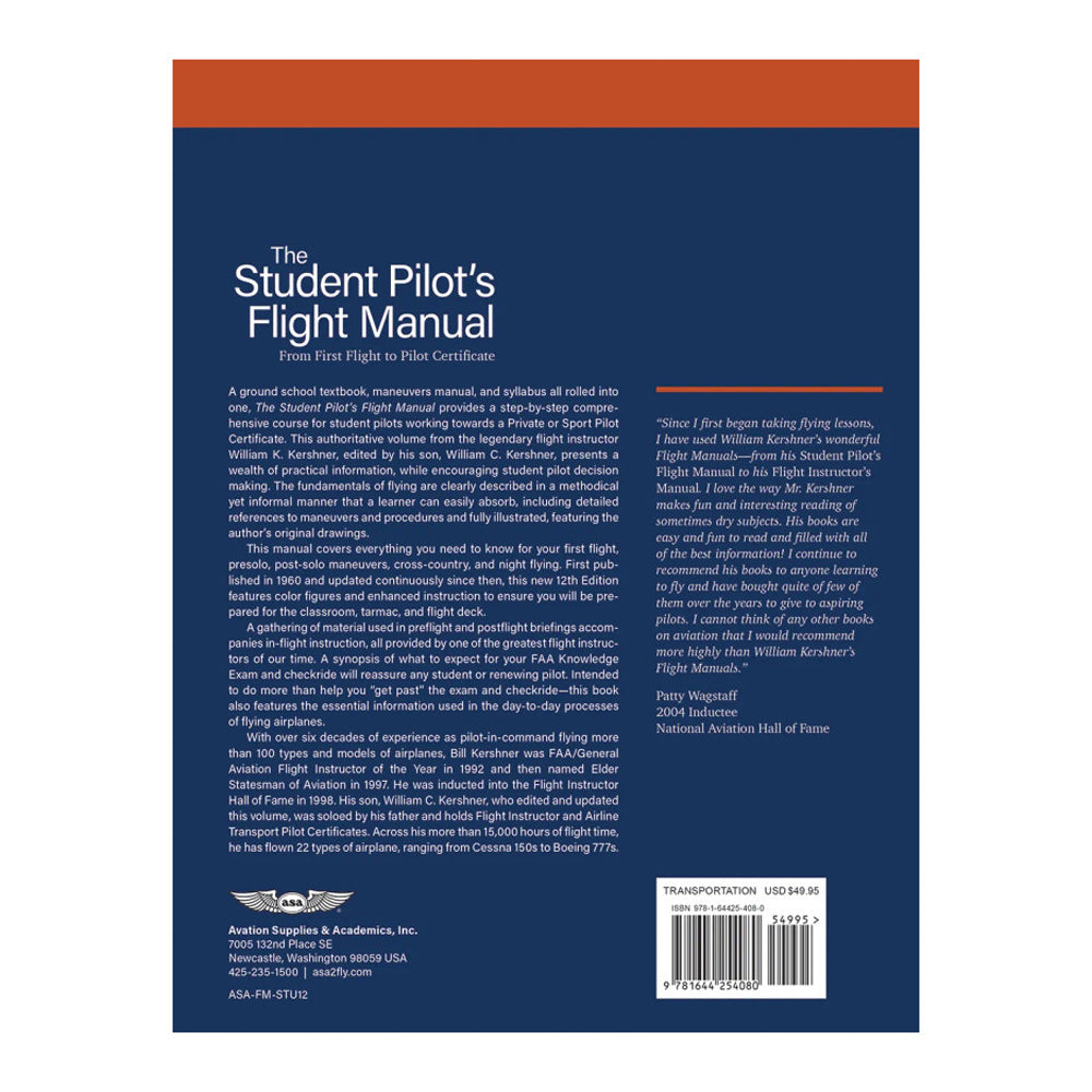 ASA Student Pilot’s Flight Manual 12th Edition Back Cover
