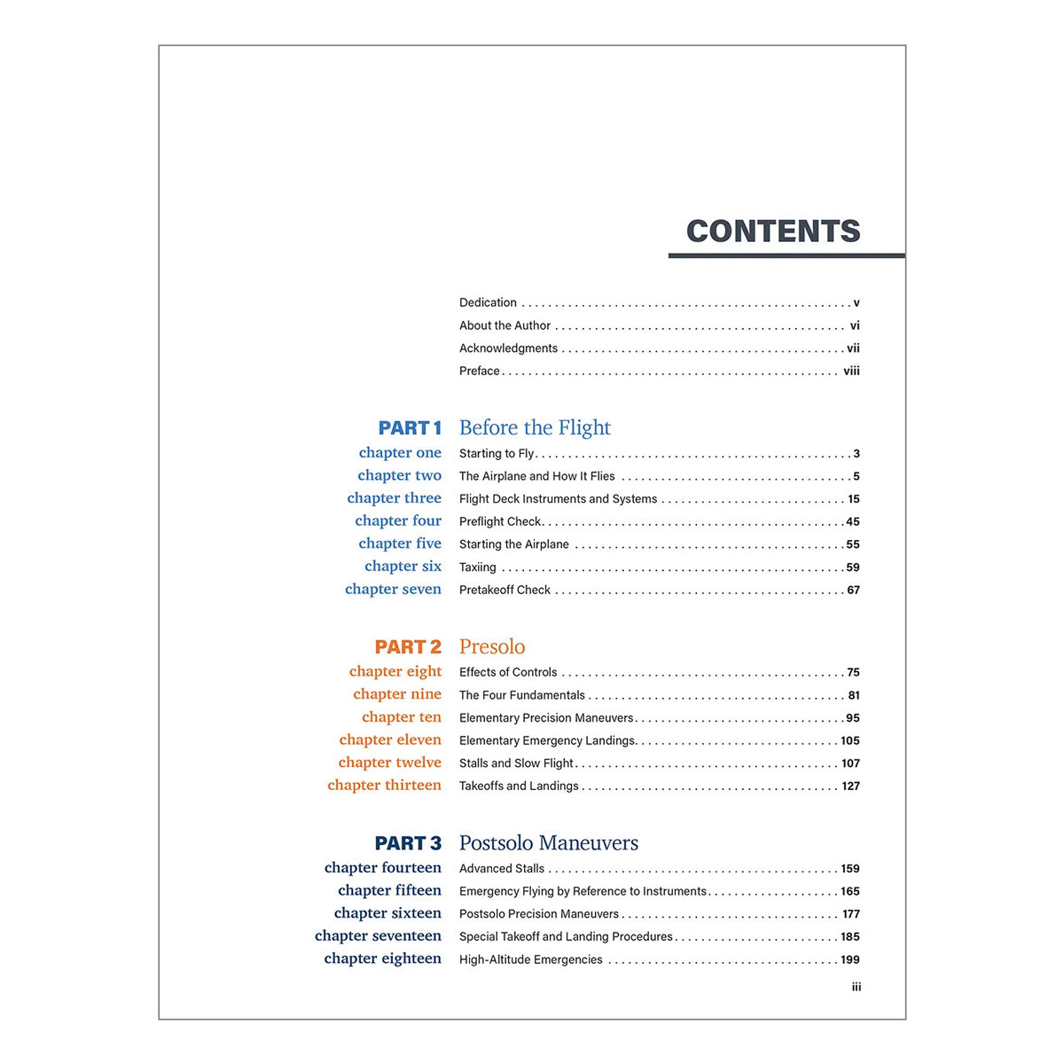 ASA Student Pilot’s Flight Manual Table of Contents Page