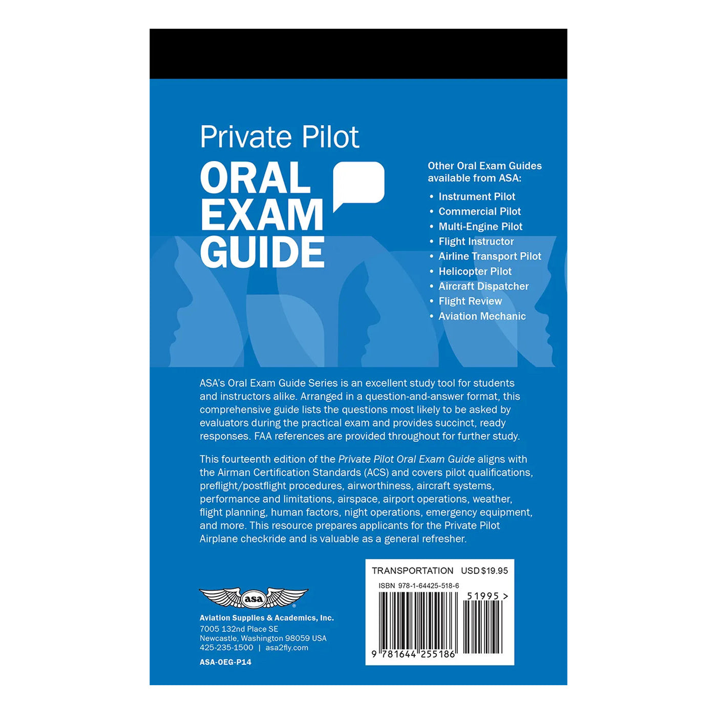 ASA Private Pilot Oral Exam Guide 14th Edition Back Cover with Features