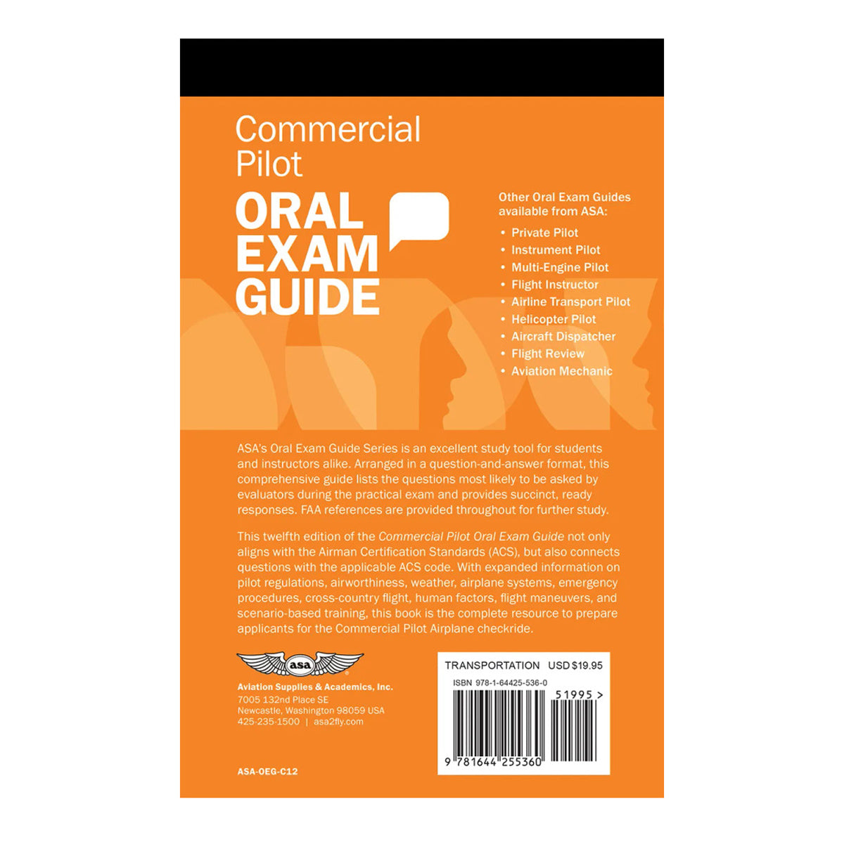Commercial Pilot Oral Exam Guide Twelfth Edition - Back Cover with ISBN