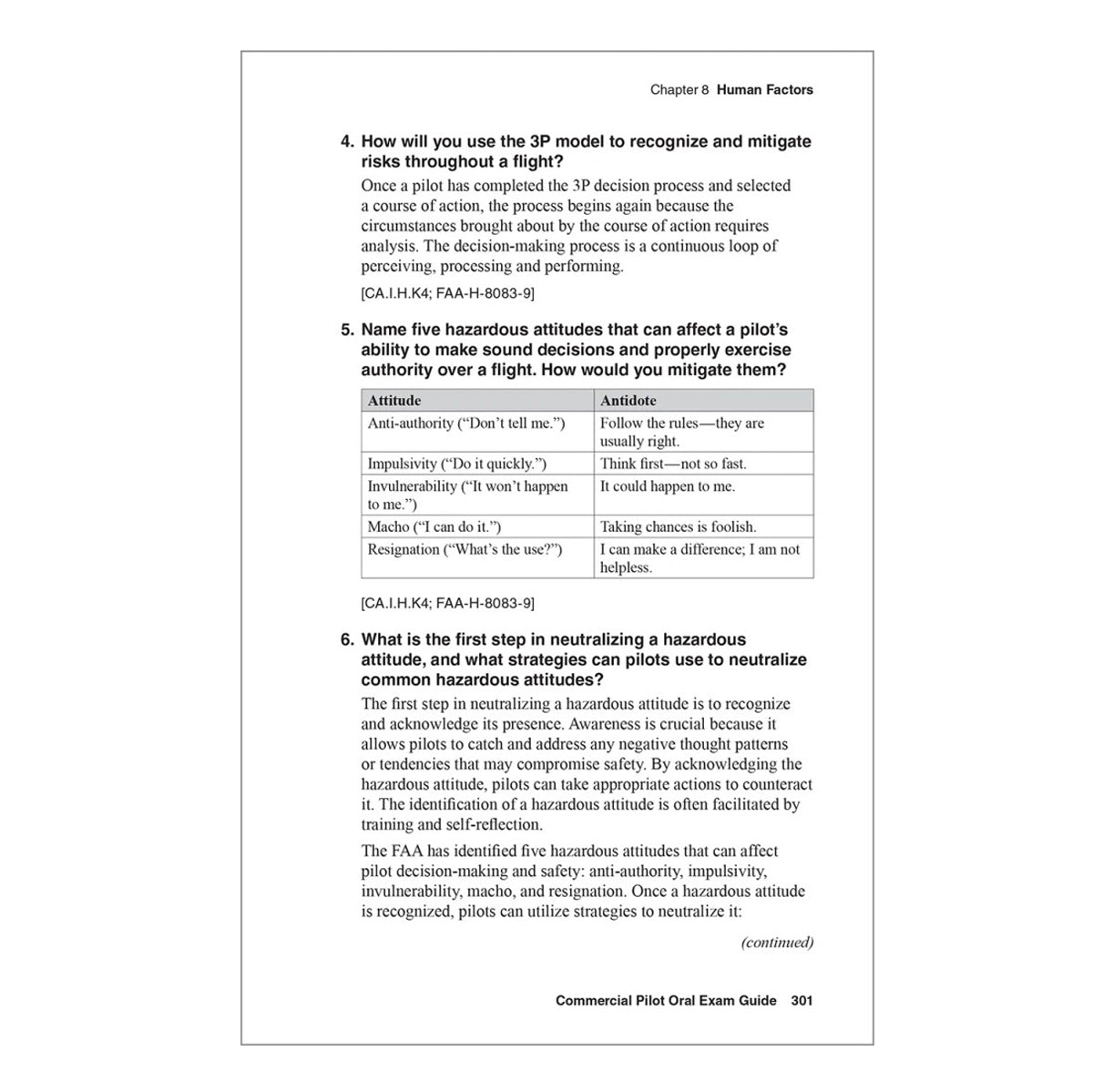 Sample page from Commercial Pilot Oral Exam Guide - Regulations Section