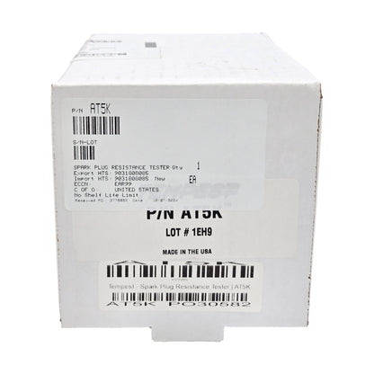 Tempest Spark Plug Resistance Tester – Side View of Box with Product Label