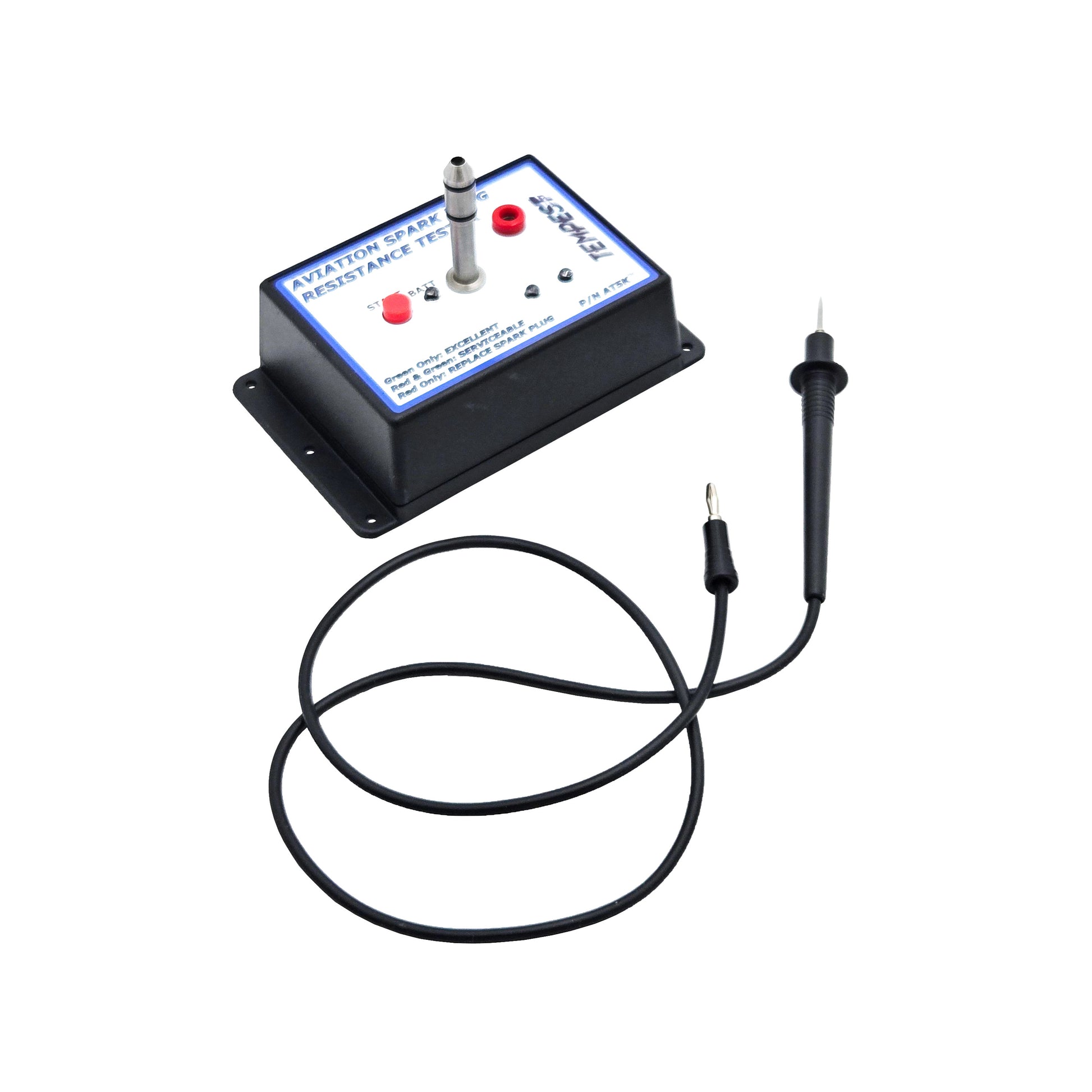 Tempest Spark Plug Resistance Tester – Out-of-Box View of Tester with Leads