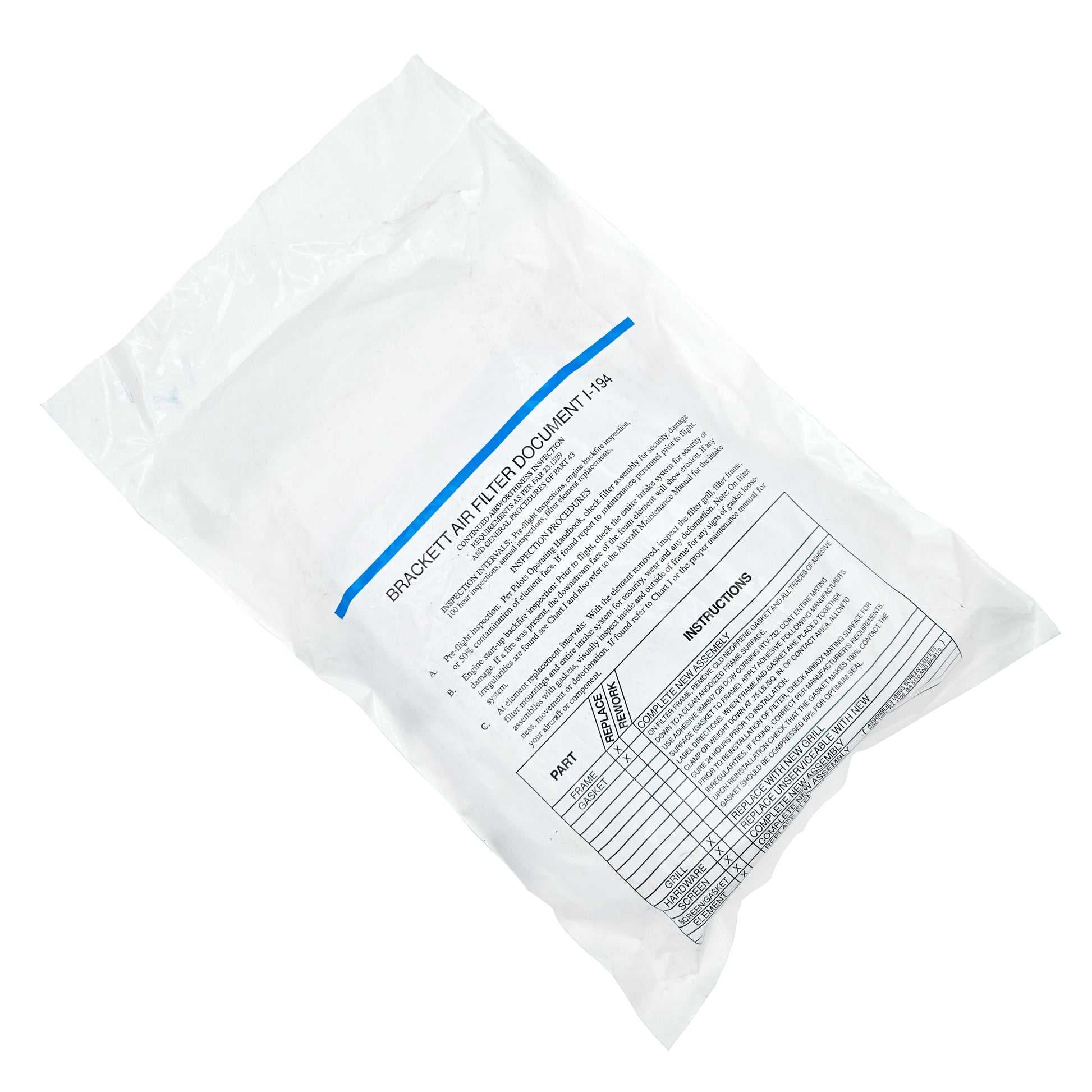 Brackett Aircraft Air Filter Element BA6205 back view with product details - premium replacement air filter for aircraft