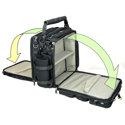 BrightLine B7 Echo bag open to show compartments
