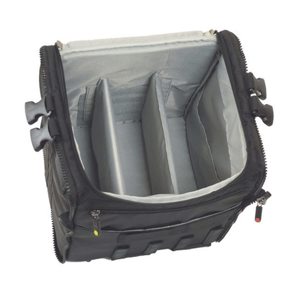 Open BrightLine Bags CS11 Center Section showing interior dividers and storage space