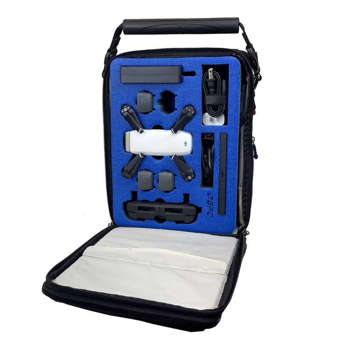 Right Angle View of BrightLine Bags® D3•Hover™ with Drone and Foam Insert