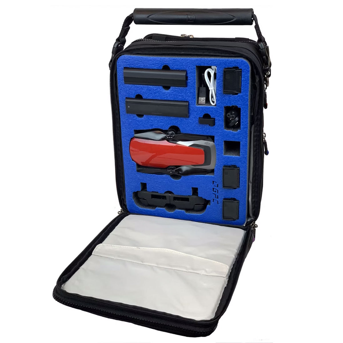 BrightLine Bags® D3•Hover™ with Red Drone and Foam Insert – Right Side View