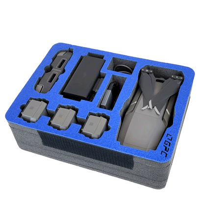 Custom BrightLine Bags foam insert for DJI Mavic 2 Pro and Zoom drones with Fly More Combo accessories.