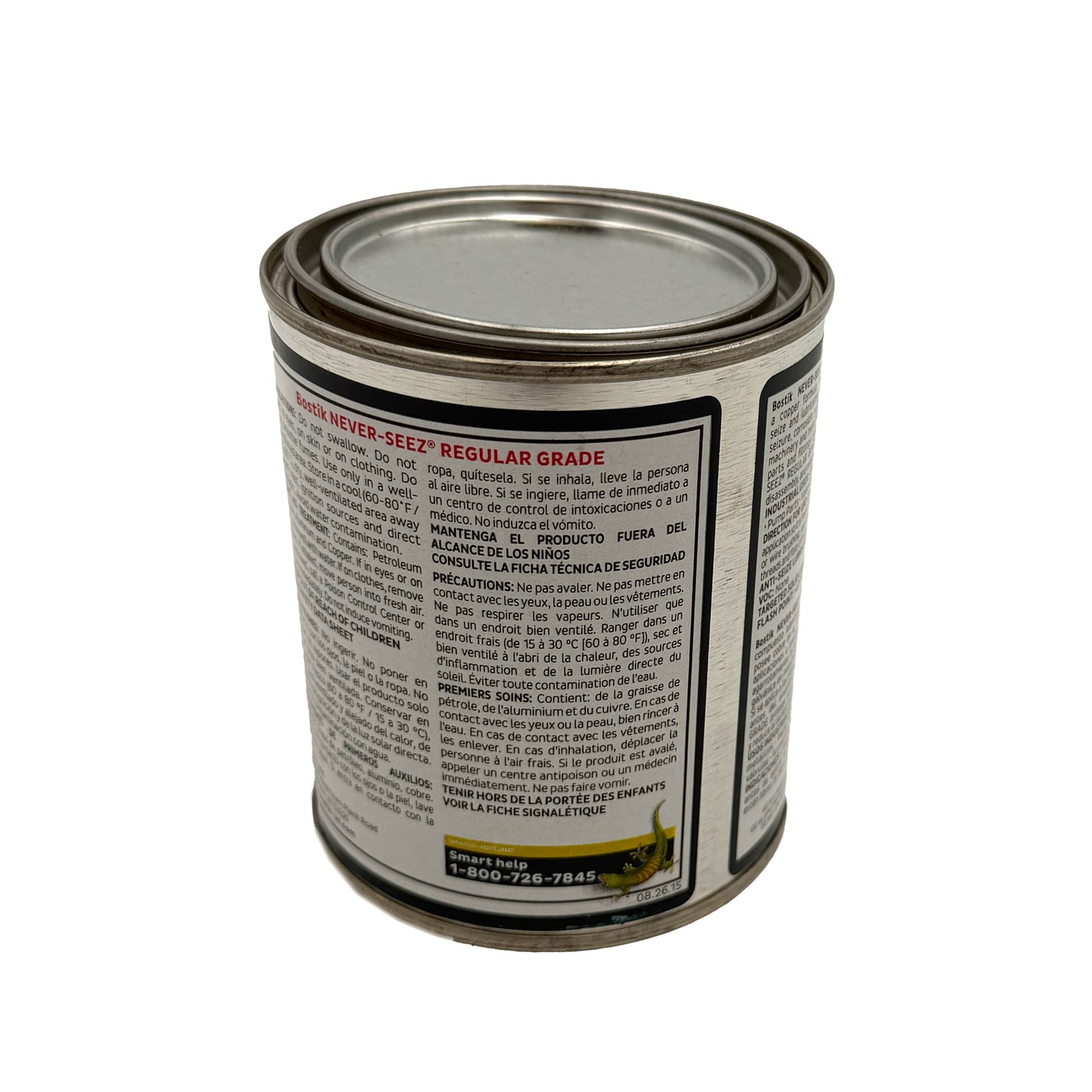 Bostik® Never-Seez® Regular Grade Anti-Seize Lubricant – Silver, 1lb flat top, back