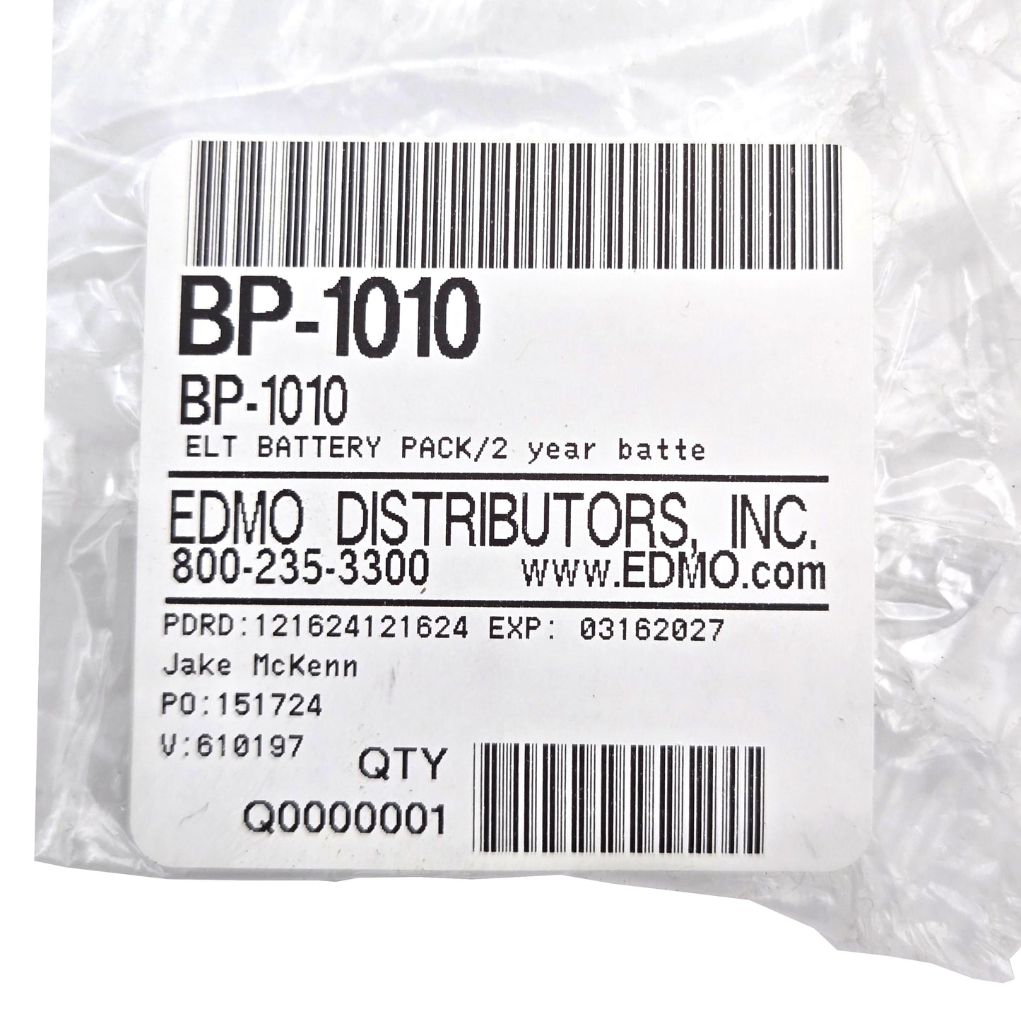 ELT Battery Pack BP-1010 – Close-Up of Product Label