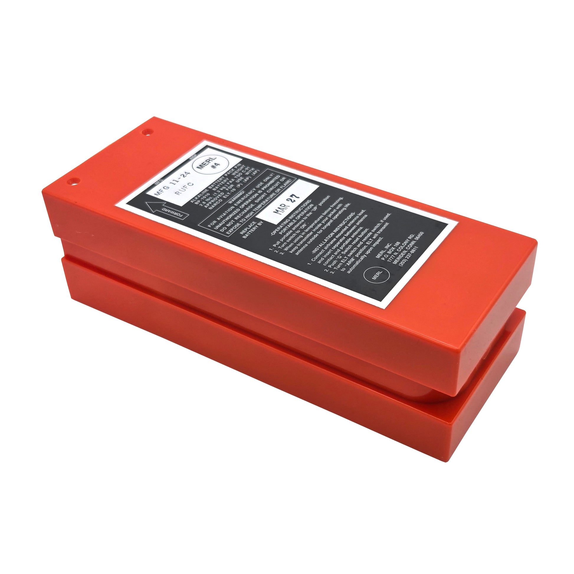 ELT Battery Pack BP-1010 – Angled Side View Showing Battery Shape
