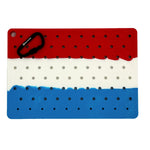 Boltster™ Air Force Organizer in red, white, and blue with 80 fastener holes and attached black carabiner clip