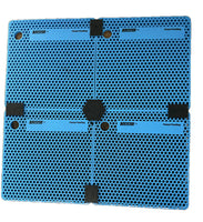 Boltster™ Modular System connecting four blue Boltster™ trays into one large, unified fastener organizer layout