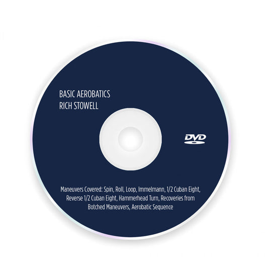 Basic Aerobatics DVD demonstrating loops, rolls, spins, hammerheads, and introductory aerobatic maneuvers