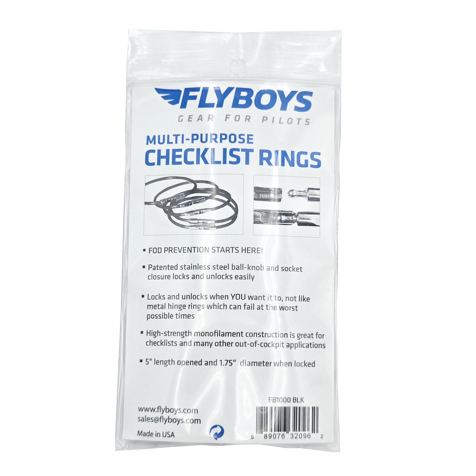 FlyBoys Flexi-Lock 1.75-inch Checklist Rings black package back view with product details
