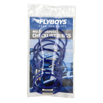 FlyBoys Flexi-Lock 1.75-inch Checklist Rings blue package front view - secure checklist rings for flight bags
