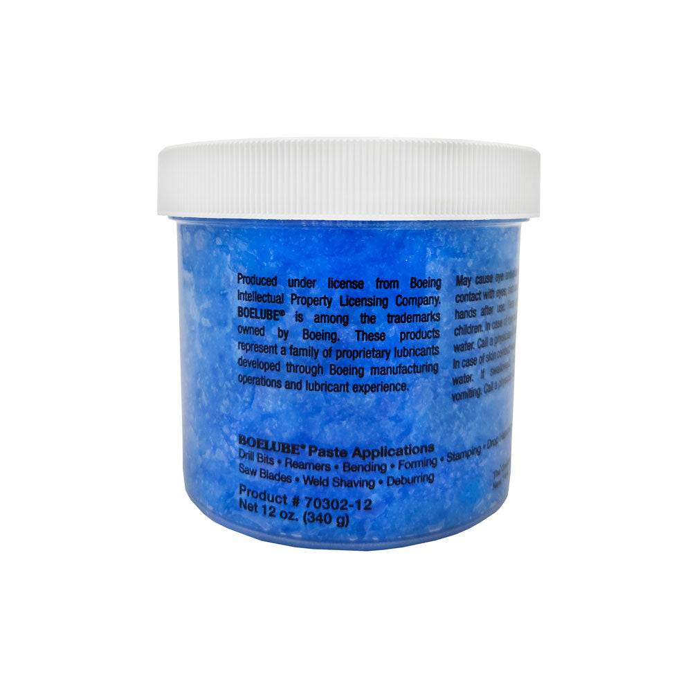 Boelube Multi Use Soft Blue High Performance Machining Paste 12 oz jar side view - P/N 70302, reliable soft lubricant for machining applications