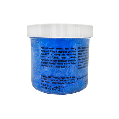 Boelube Multi Use Soft Blue High Performance Machining Paste 12 oz jar side view - P/N 70302, reliable soft lubricant for machining applications