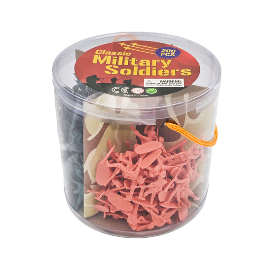 WowToyz Classic Military Soldiers 200-pc Set – Carry Bucket Side View