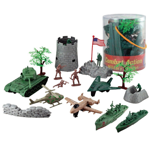 WowToyz Combat Action Military Playset – Manufacturer Display of Included Figures and Vehicles