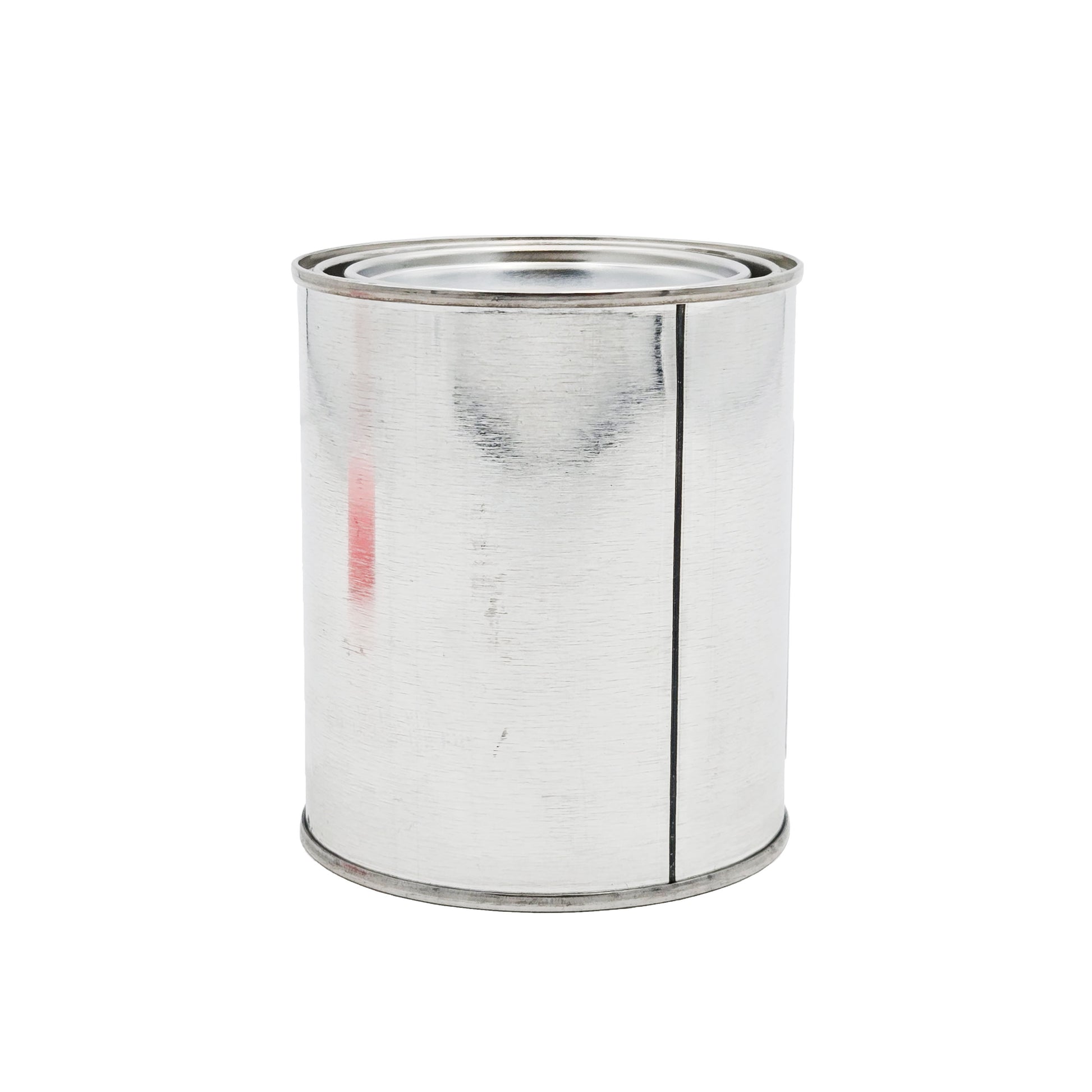 Angled view of Castrol Braycote 236 pint metal can showing unmarked silver container with lid.