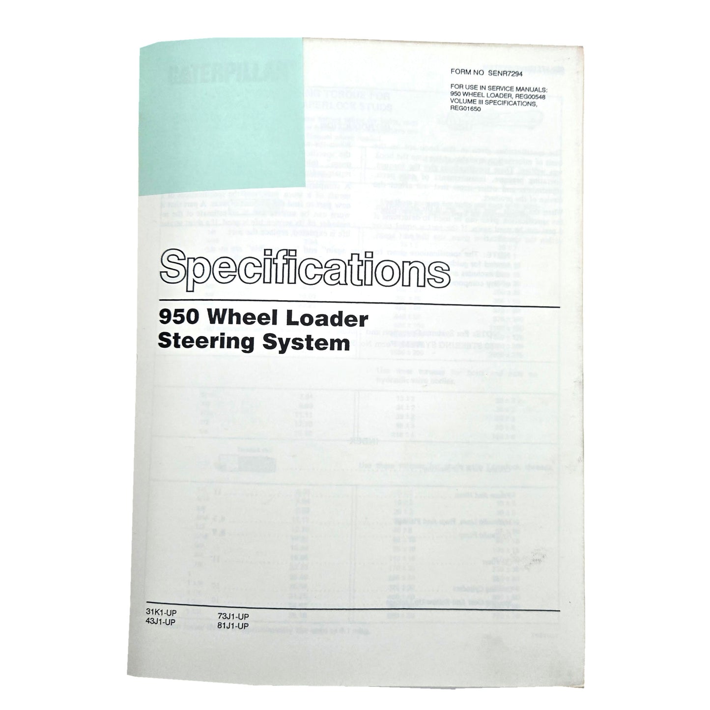 Section 3: 950 Wheel Loader Steering System: Specifications