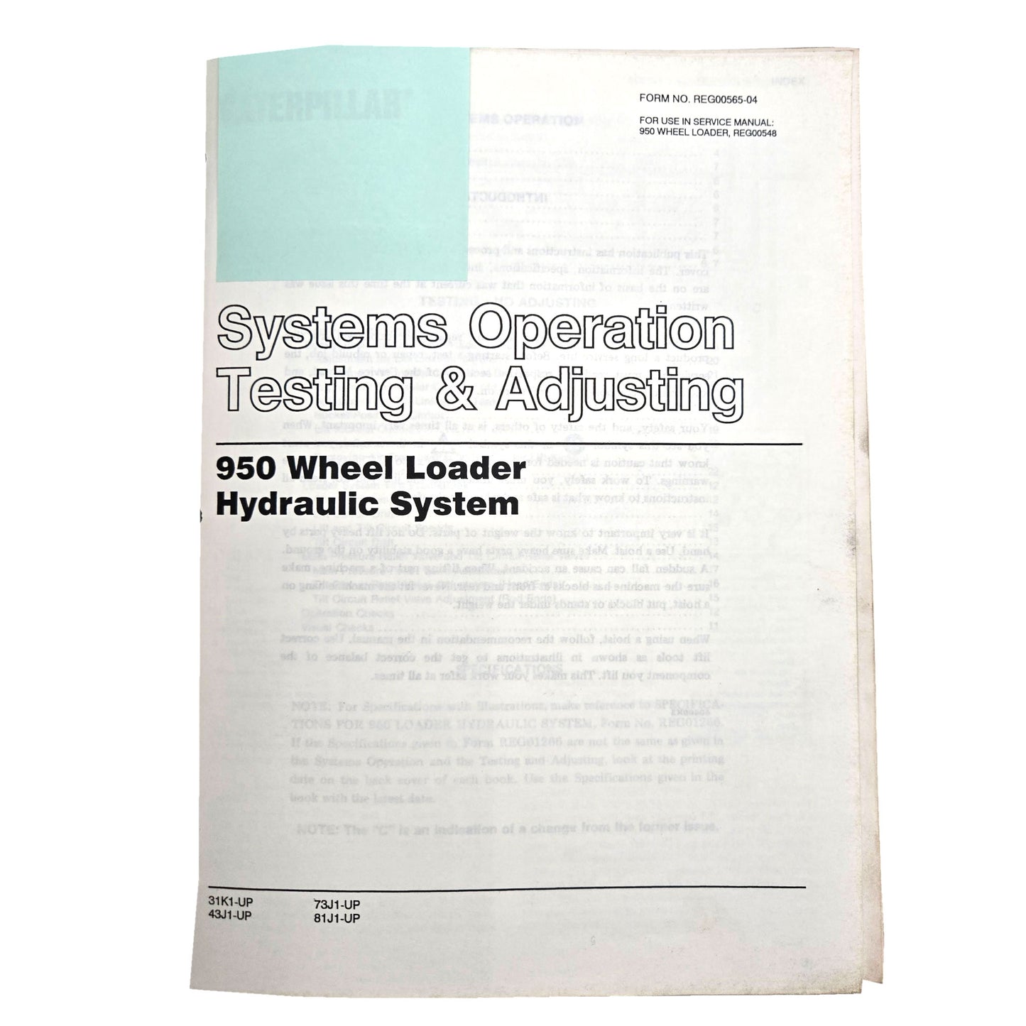 Section 3: 950 Wheel Loader Hydraulic System: Systems Operation Testing and Adjusting